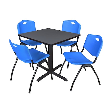 Cain Cain Square Table & Chair Set, Wood, Metal, Plastic Top, Grey TB3030GY47BE